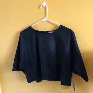 Suede boxy crop top